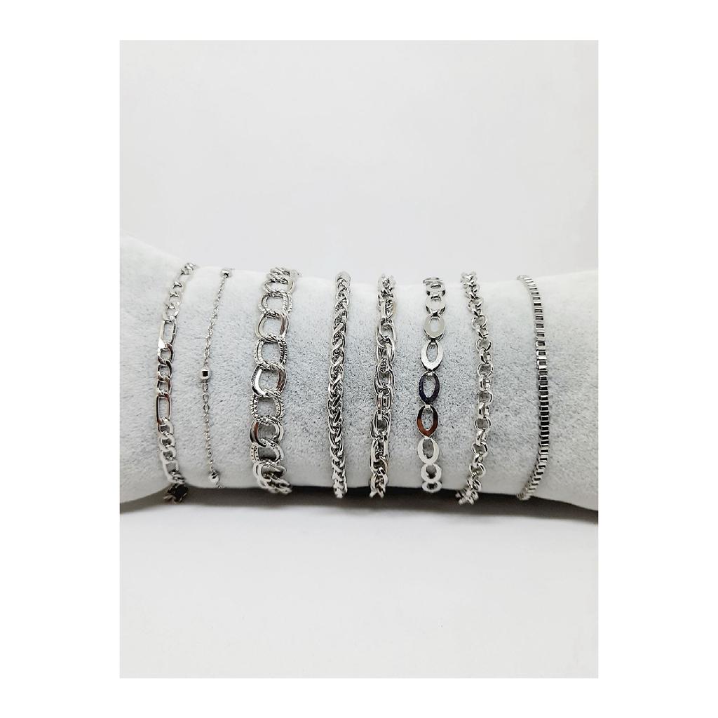 Набор из 10 серебряных браслетов-цепочек