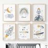 Rocket Earth Sun Moon Stars Explore Nordic Posters And Prints Cartoon Wall Art Canvas Painting for Baby Kids Room Decor Pictures