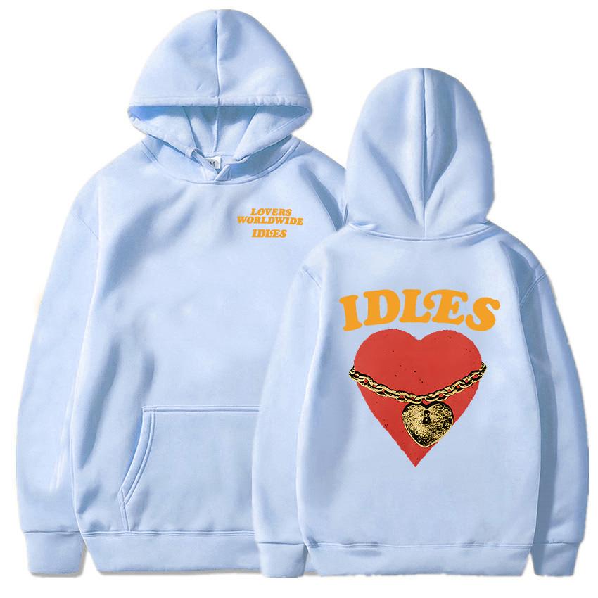 IDLES LOCKED HEART HOODIE Толстовка с длинным рукавом Мода Мужские толстовки с капюшоном Унисекс Уличная одежда Панк Группа Хип-хоп Пуловеры Мужская одежда