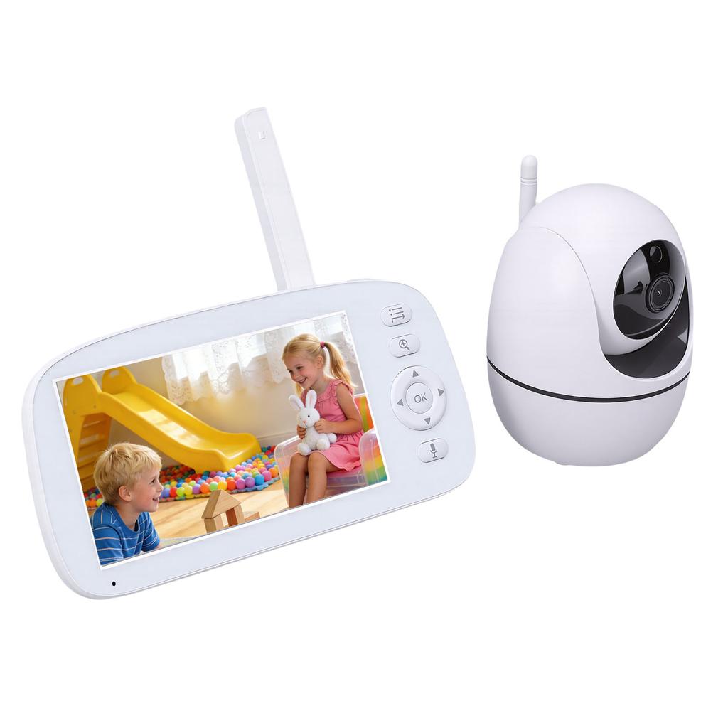 Радионяня без Wi-Fi с камерой и аудио, 5-дюймовый ЖК-экран 720P, 360 градусов панорамирование и наклон, 2-кратное увеличение, ночное видение