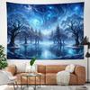 Forest Landscape Night Sky Stars Galaxy Tapestry for Bedroom Living Room Dorm