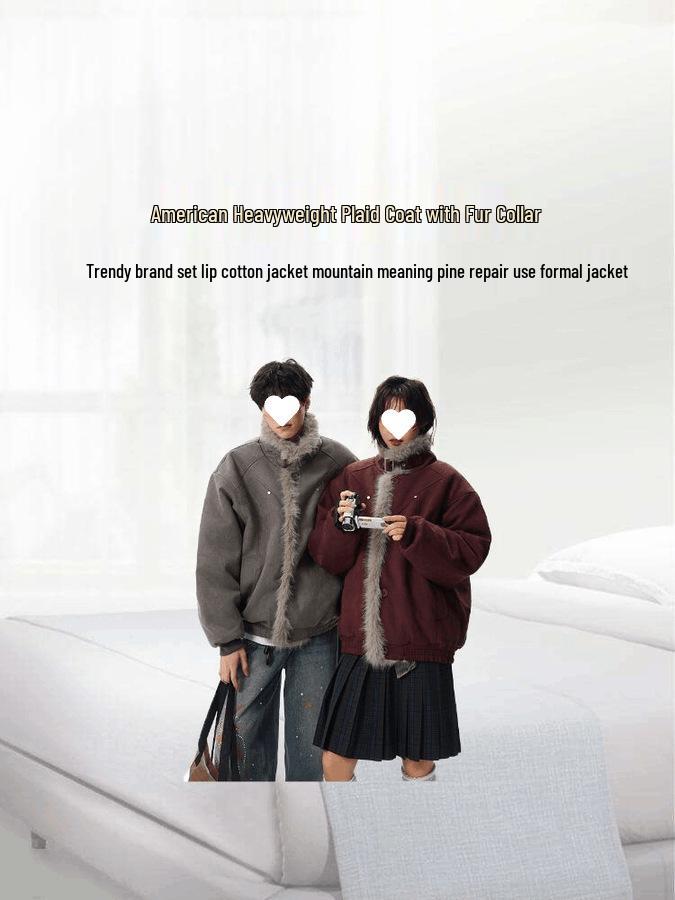 2025 Winter Men's Zuo Shan Diao Cotton Jacket: Fur Lined & Thickened with Trendy Style