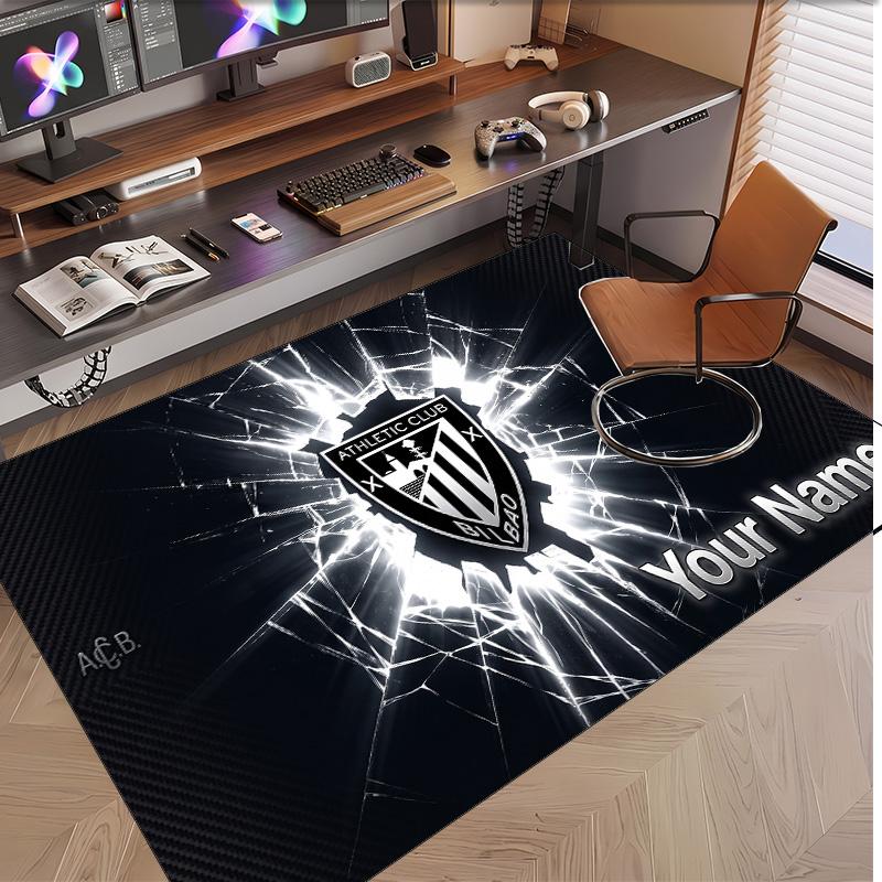 Personalized Crystal Velvet Carpet Athletic Bilbao FC Pattern Non Slip Floor Rug