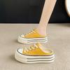 Thick-soled One-pedal Bag Head Canvas Half-slippers Women's Summer Wear New Little White Shoes Casual Small Muffin Board Shoes