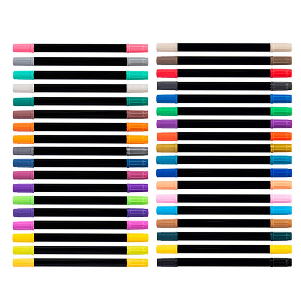 Упаковка из 36 акриловых маркеров, яркий ассортимент цветов, двойной наконечник, быстросохнущий, нетоксичный, для детей и взрослых 