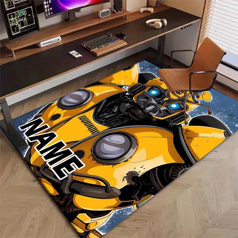 Custom Bumblebee Mat Personalized Name, Polyester Washable Indoor Entryway Rug, Gift for Christmas, Easter, Thanksgiving Day