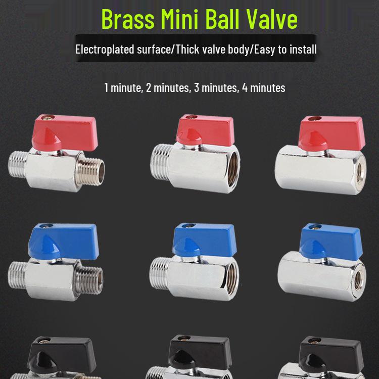 Super Short Mini Brass Ball Valve, 1/8" - 1/2" Thickened Male & Female Valve Switch