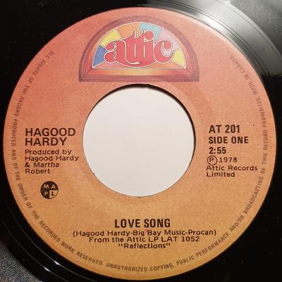 7-дюймовая пластинка HAGOOD HARDY - Love Song AT201 Attic 1978 Канада Поп Б/у
