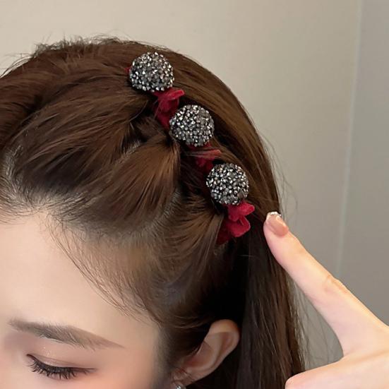 Декор в виде сердца со стразами, элегантная заколка для волос, двухслойная шпилька с ворсом, заколка для волос, аксессуары для волос