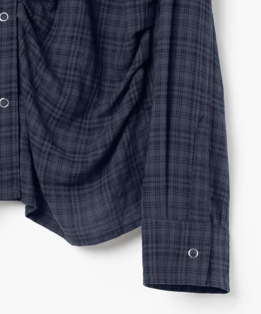 MILLO WOMEN Ribbon Tie Shirt [Navy]