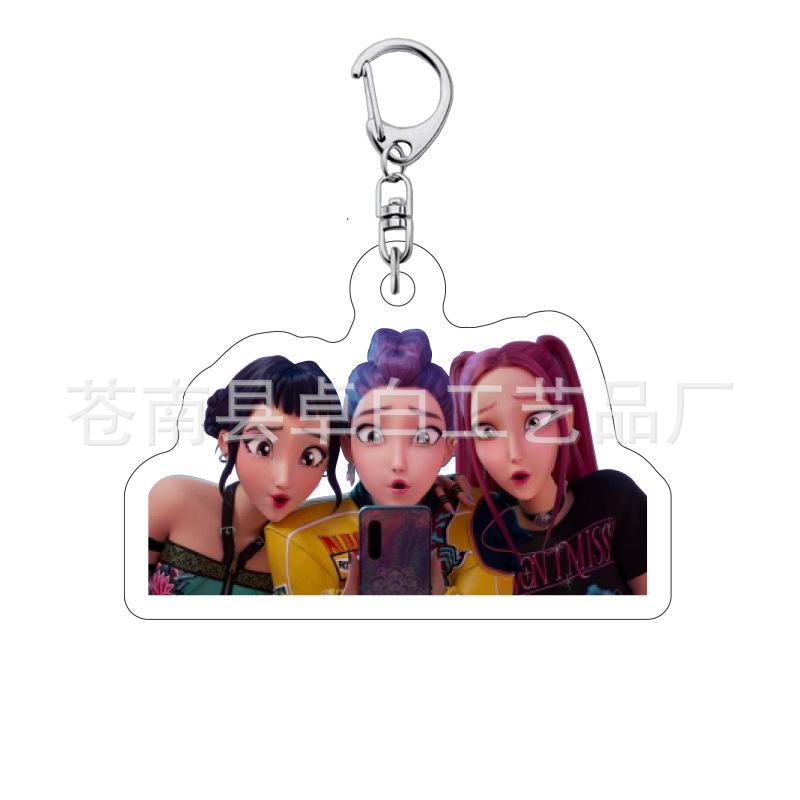K-pop Брелок для ключей с женской группой «Охотники на демонов»: Милый акриловый брелок для школьной сумки Lumi, Zoe, Mira & Qin Yu