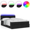 Ottoman Bed with Mattress & LEDs Black 140x200 cm Fabric