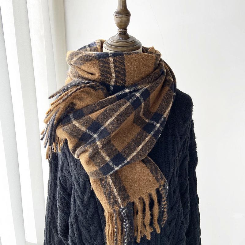 Women's Plaid Scarf - Windproof Warm Winter Scarf with Fringe Tassels Multi-Color Options for Casual & Formal Outfits