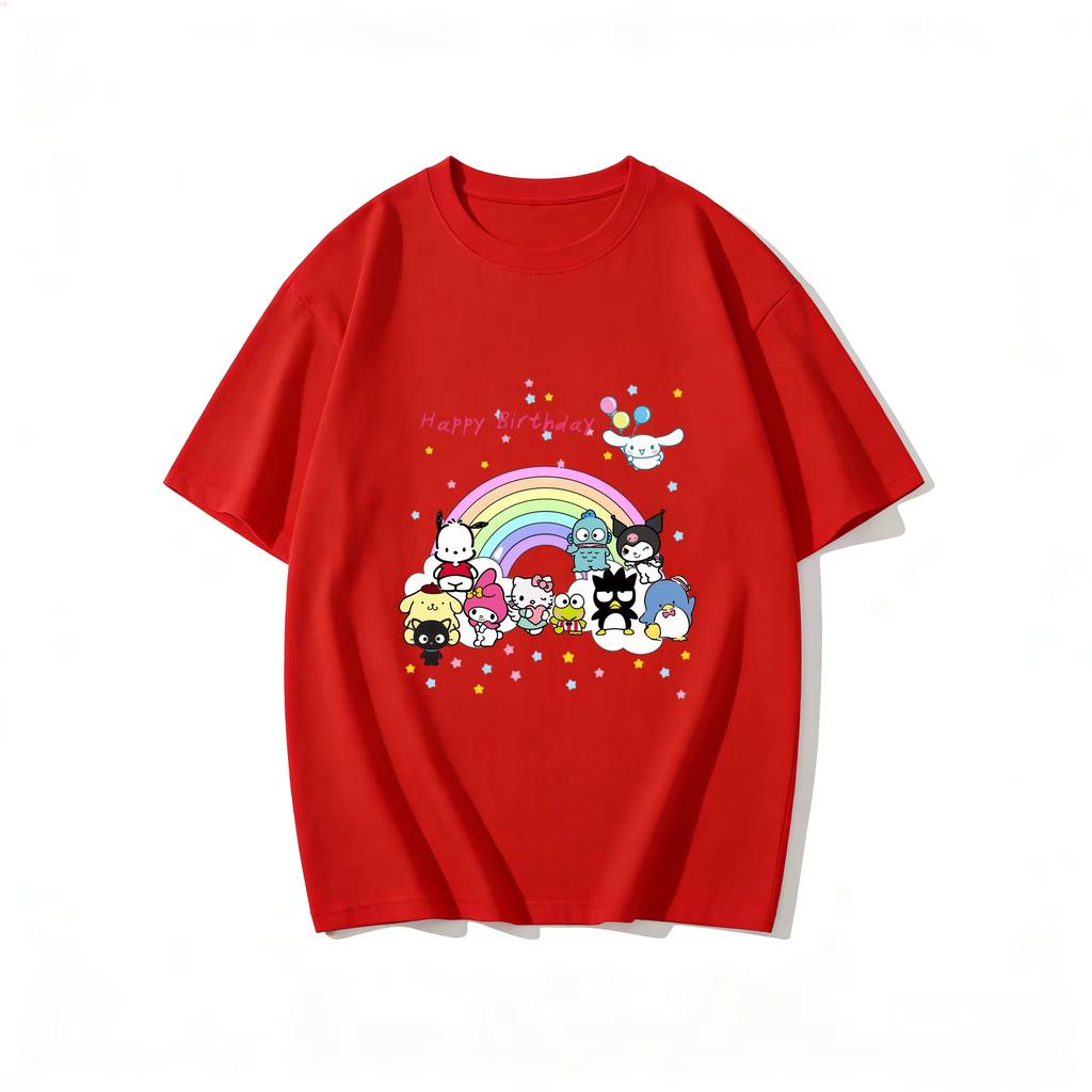 2026 Футболка HelloKitty из мягкого хлопка с коротким рукавом и круглым вырезом, милый принт, легкий летний топ для женщин, повседневная одежда