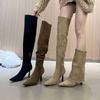 Wear More Than One Boot~ Elastic Velvet High-heeled Thin Boots Over the Knee Long Boots Women's Pointed Thick-heeled French Elastic Boots Short Boots