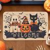 Halloween Welcome Mat Ghost Black Cat Indoor Outdoor Halloween Decorations Porch Entrance Hallway Kitchen Rug