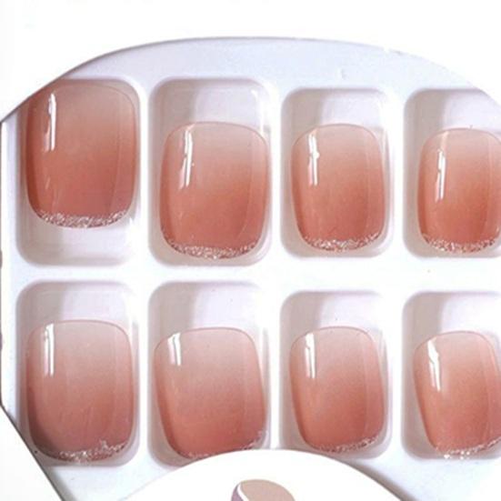 24Pcs/Set Glitter Powder Soft Nails Safe Wide Application Versatile Wearing Finished False Nails Stickers