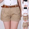 Женские шорты чистого цвета средней талии с застежкой-молнией, свободные, выше колена, с боковым карманом