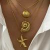 MHS.SUN Starfish Shell Conch Pendant Necklaces For Women Men Stainless Steel Trendy Chain Choker Beach Party Jewelry Summer