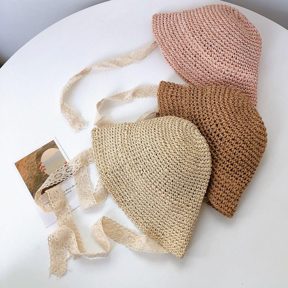 Summer Sun Protection Princess Panama Cap Straw Cap Beach Hat Lace Baby Hat