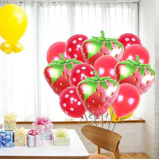 1 Set Lovely Watermelon/Strawberry/Orange/Pineapple Fruit Balloons Set DIY Party Scene Layout Aluminum Film Balloon Kids Inflatable Toy Fruit