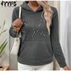 Women's Fashion Casual Solid Color Print Long Sleeve Hooded Hoodies & Sweatshirts
