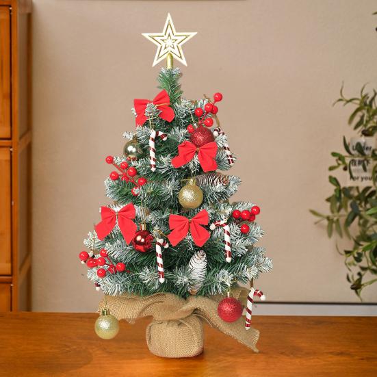 Имитация мини-рождественской елки 45 см Маленькая искусственная рождественская елка с подвесками гирляндами