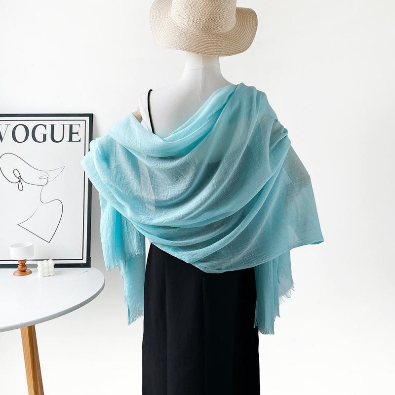 Solid Color Shawl Thin Scarf Big Northwest Ningxia Dunhuang Travel Wear Gauze Cotton And Linen Sand Towel Desert Sunscreen Silk Scarf