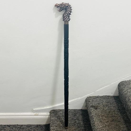 93.98 Cm Brass Walking Stick Dragon Handle Look with Wooden Stick Decorative