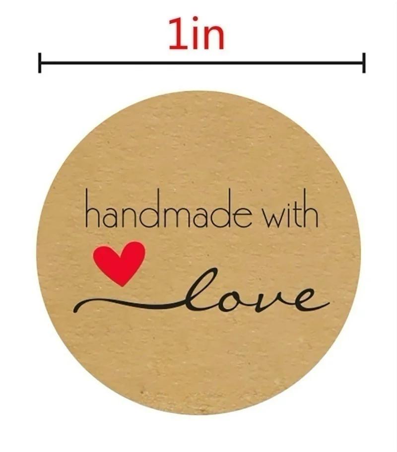 Пакет принадлежностей для вечеринки 3 вида 500 шт./рулон Дюймовые круглые наклейки из натурального крафта ручной работы для свадебного декора, упаковки подарочных пакетов для печенья