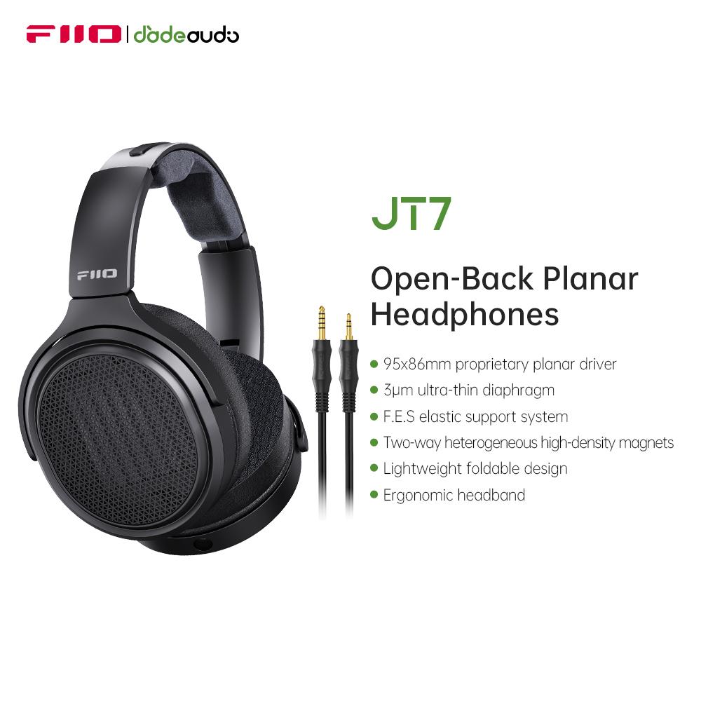 FiiO JT7 Полноразмерные Планарно-Магнитные Наушники для Аудиофилов с Планарным Динамиком 95x86 мм, Регулируемое Оголовье, Кабель 4,4 мм/3,5 мм