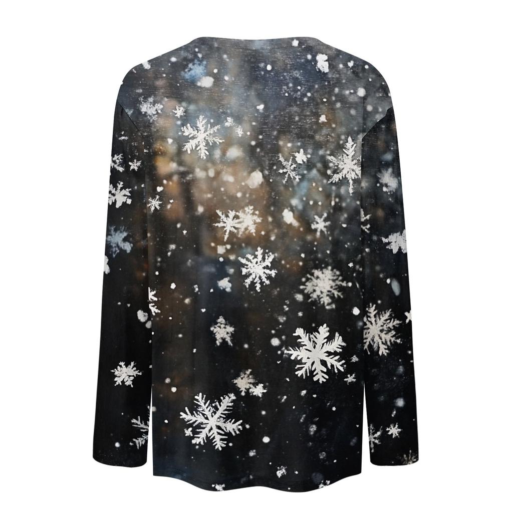 Рубашки с длинным рукавом для женщин Милые принты Футболки Блузки Повседневные Большие размеры Базовые топы Пуловеры Рождественские