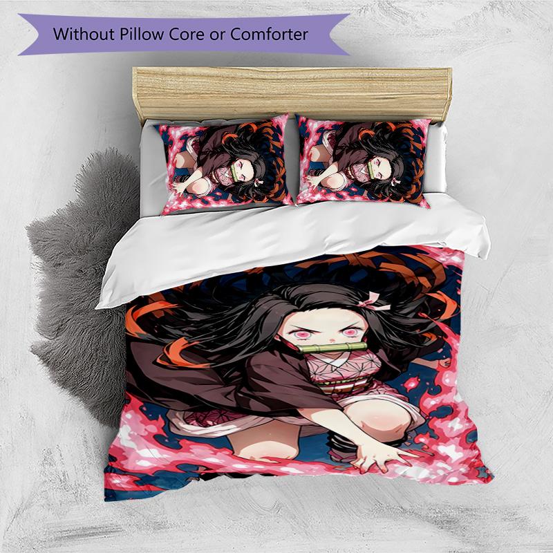 3pcs nezouko Design Cover Set - HD Printed Bedding with 1 Cover and 2 Pillowcases - Perfect for Home and Dorm Decor