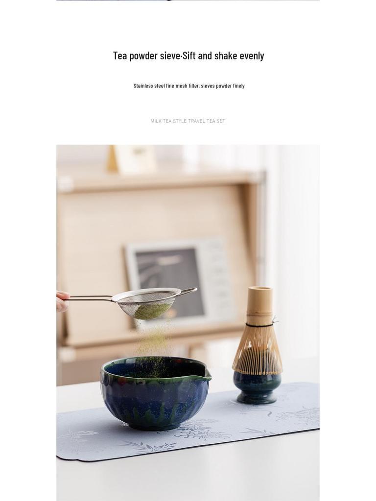 Handmade Japanese Matcha Ceramic Tea Bowl and Bamboo Whisking Tool