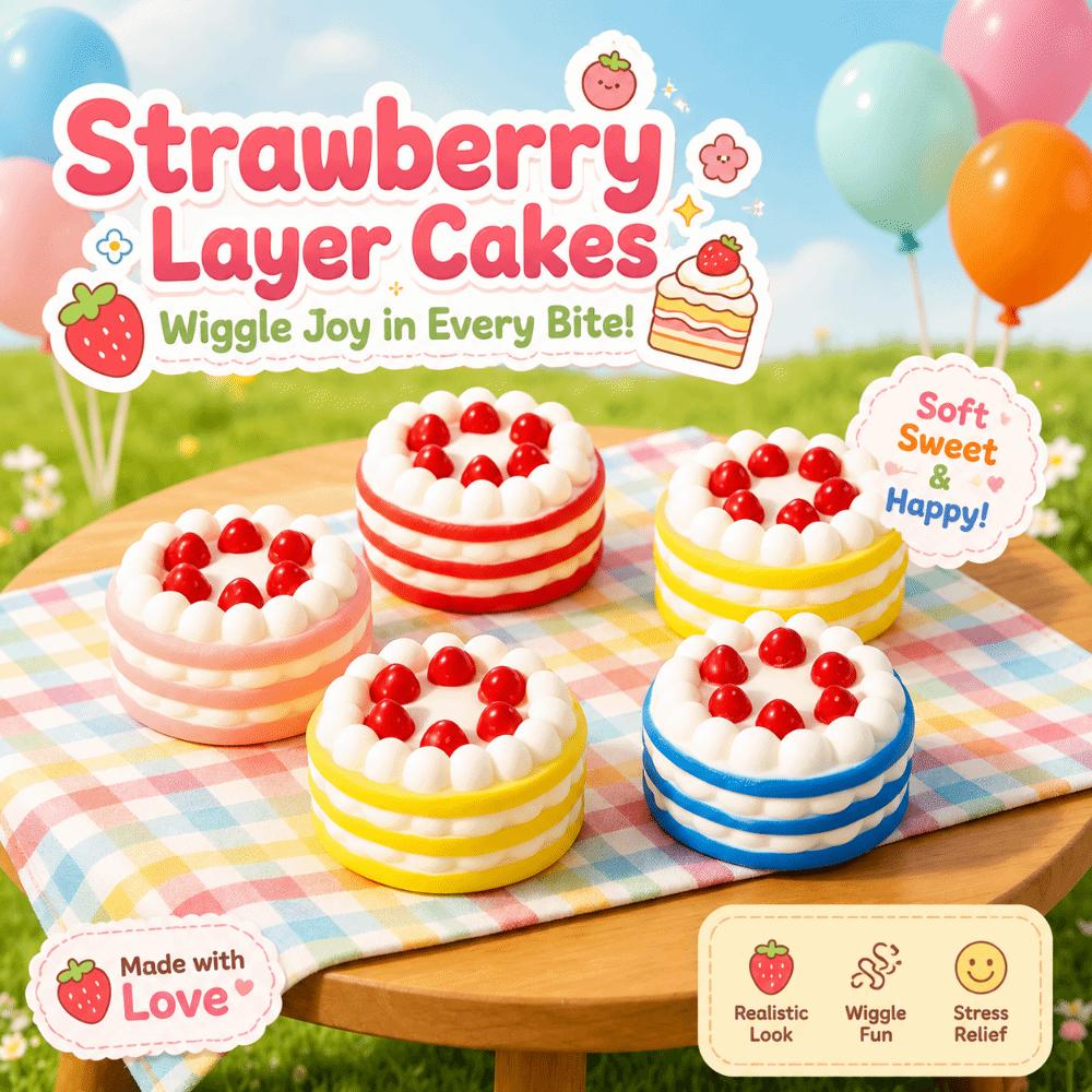 Strawberry Cake Design Simulation Food Toy Color Random Slow Rising Toy For Adults