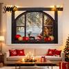 Wall Decor for Christmas Tapestry, Winter Snow Scene Backdrop, Xmas Tree Fireplace Backdrop Hanging Tapestry Bedroom Living Room Holiday Microfiber
