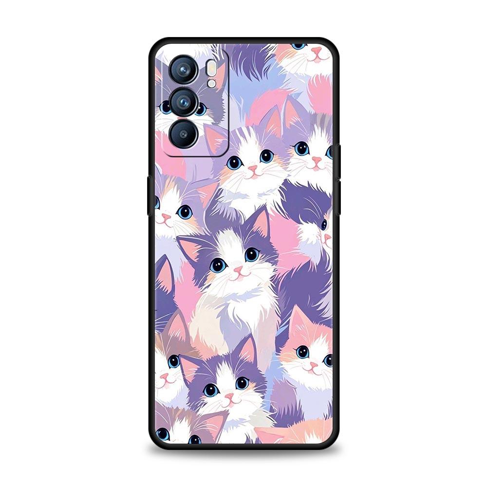 Чехол для телефона с ярким дизайном кошки для Oppo Reno 13 12 11 10 7 F Find X5 X6 A98 A80 A79 A78 A57 A54 A31 A17 Pro 5G Мягкий чехол из ТПУ
