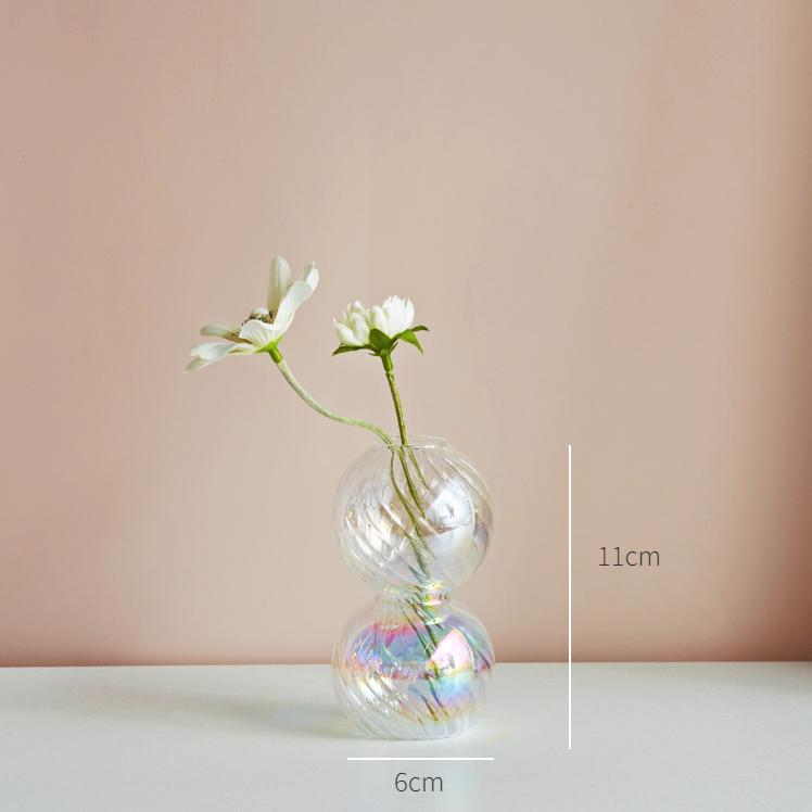 Glass Candle Holder Home Decor Nordic Rainbow Vase Flower Table Living Room Decoration Candlestick Holder for Wedding