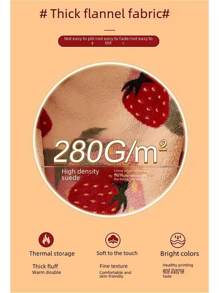 2023 Sweet Strawberry Плотный коралловый флисовый халат-комплект - Cozy Home Loungewear