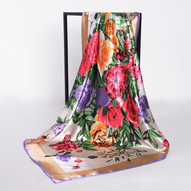 [BYSIFA] Женские квадратные платки-шарфы цвета хаки 90*90 см мусульманские женские головные платки весна-осень универсальные женские шейные платки шелковый платок