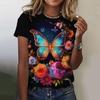 2025 Summer Fashion Blouse Women's Tshirts 3d Butterfly Theme T Shirt Casual Short Sleeve Top Basic Oversized Female Clothing