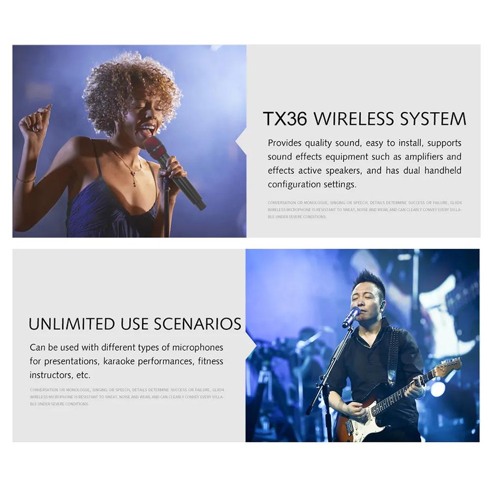 Беспроводная микрофонная система с 2 ручными микрофонами VHF UHF Беспроводной микрофон для звука в домашних кинотеатрах