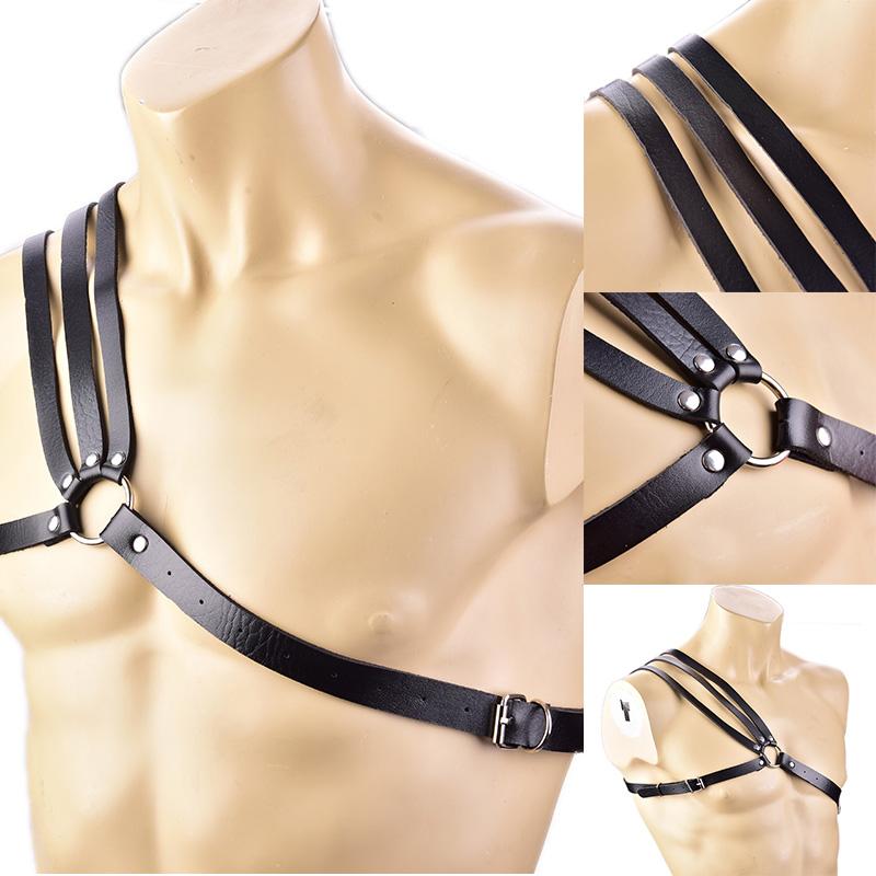 Мужское нижнее белье из искусственной кожи, регулируемый ремень для бондажа, эротические заклепки, нагрудные ремни
