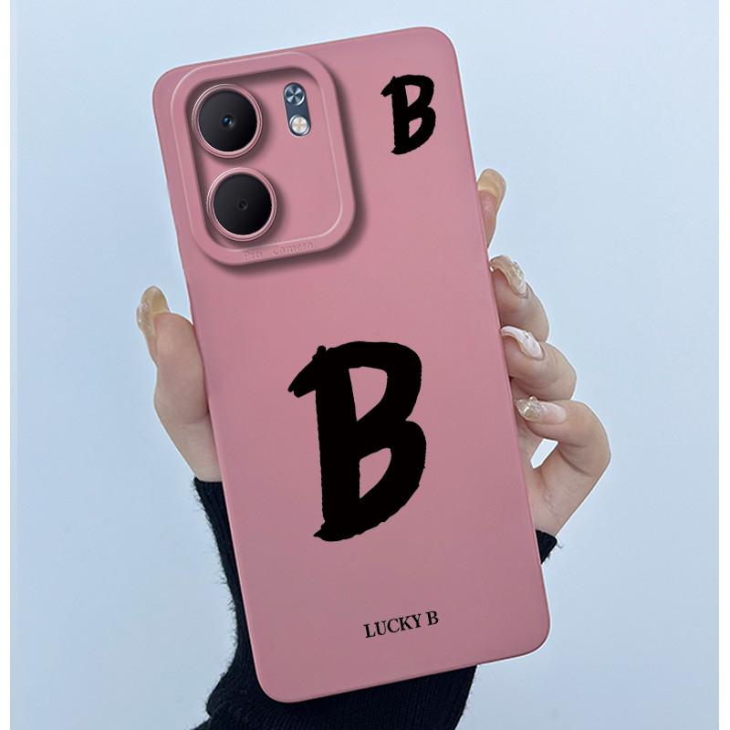 For OPPO A5x CPH2725 Cover Case Lucky Initial Letter Couple Silicone Soft Matte Phone Bumper for Oppo A5x 4G 5G 2025 Casing
