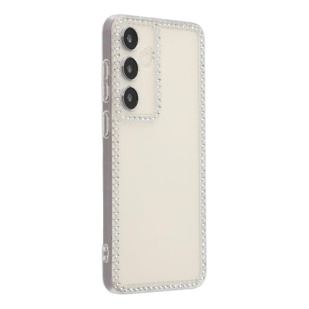 For Samsung Galaxy S24 TPU Case Rhinestone Decor Clear Phone Back Cover,Precise Cutout