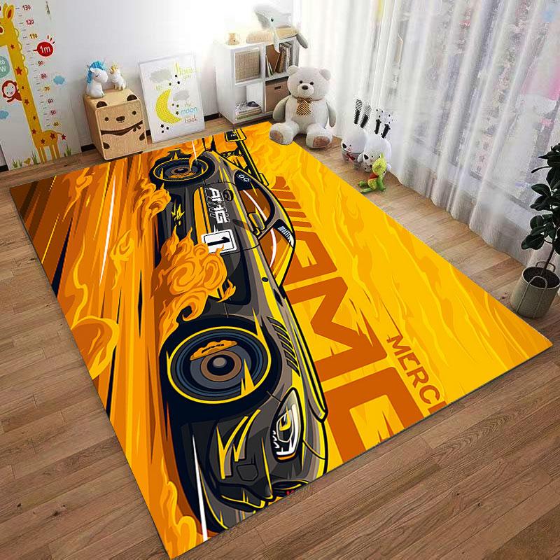 Speeding Car Graphic Carpet suitable as a non-slip mat for the living room or bedroom sofa