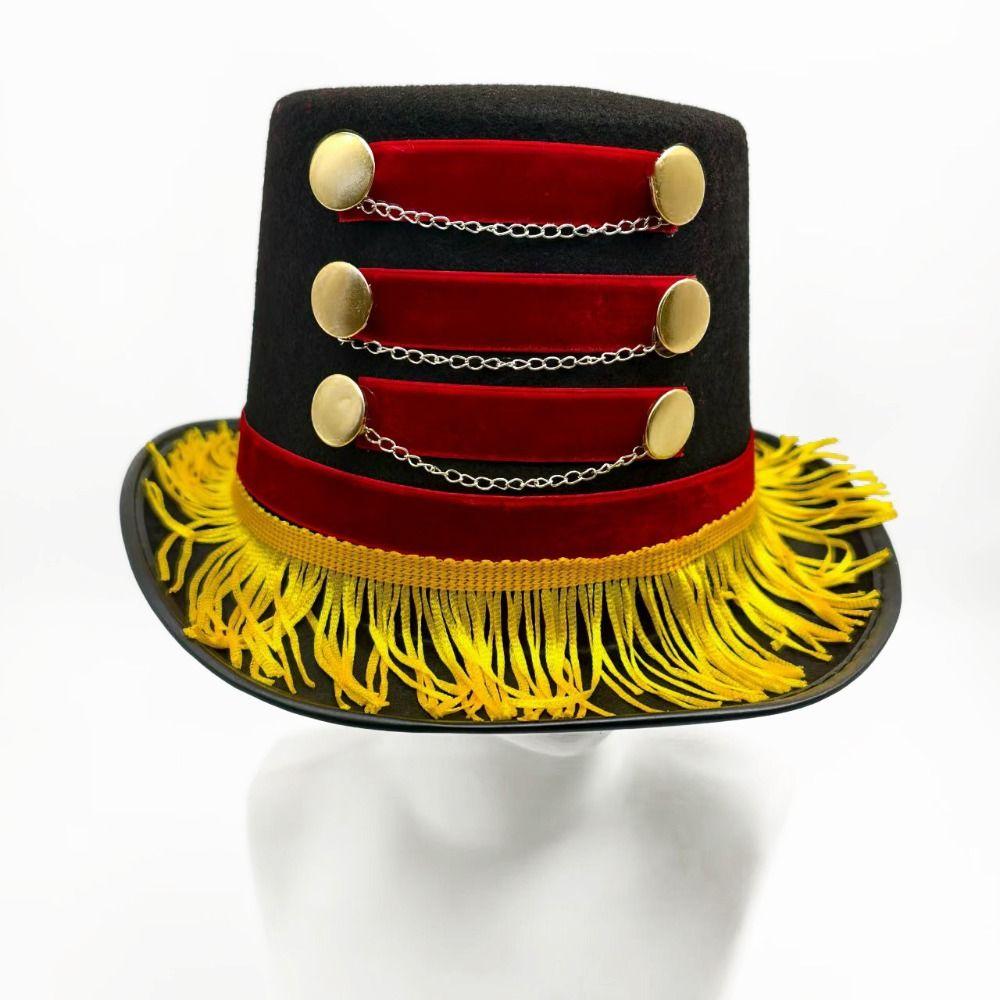 Золотые цепи Винтажные шляпки-fascinator с кисточками Кольцо Цирковой цилиндр Костюм на Хэллоуин