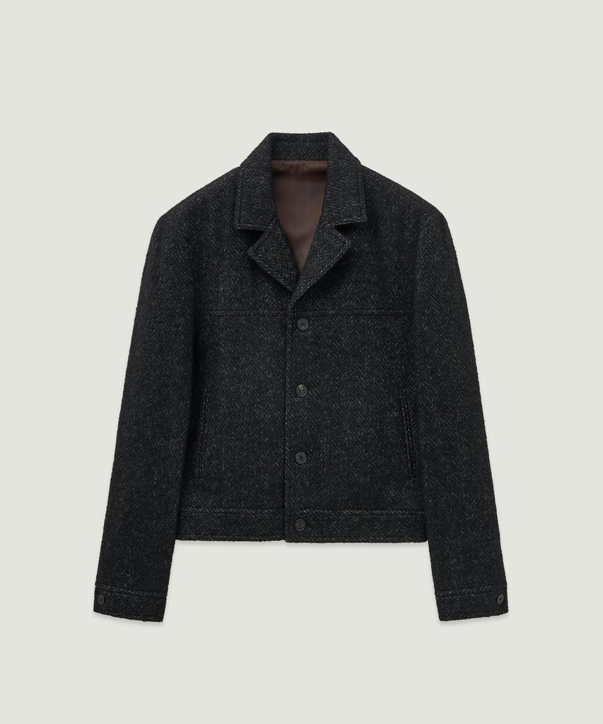 Lmood Narci Herringbone Wool Trucker Jacket Black