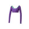 X Dua Lipa Collaboration Short Color-Blocked Trim Square Neck Long Sleeve T-Shirt Women Tops Purple 536634-90