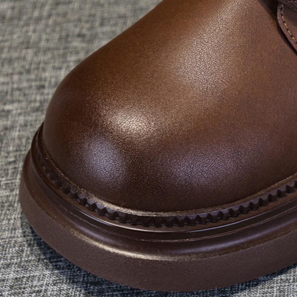 Кожаные женские короткие сапоги на платформе в ретро-британском стиле, увеличивающие внутреннюю высоту, универсальные женские сапоги